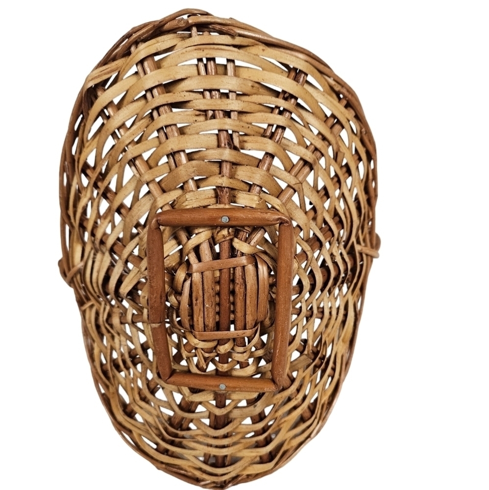 Vintage Mini French‎ Gathering Cane Wicker Basket Rattan Basket Boho Chic Rustic - Picture 5 of 6